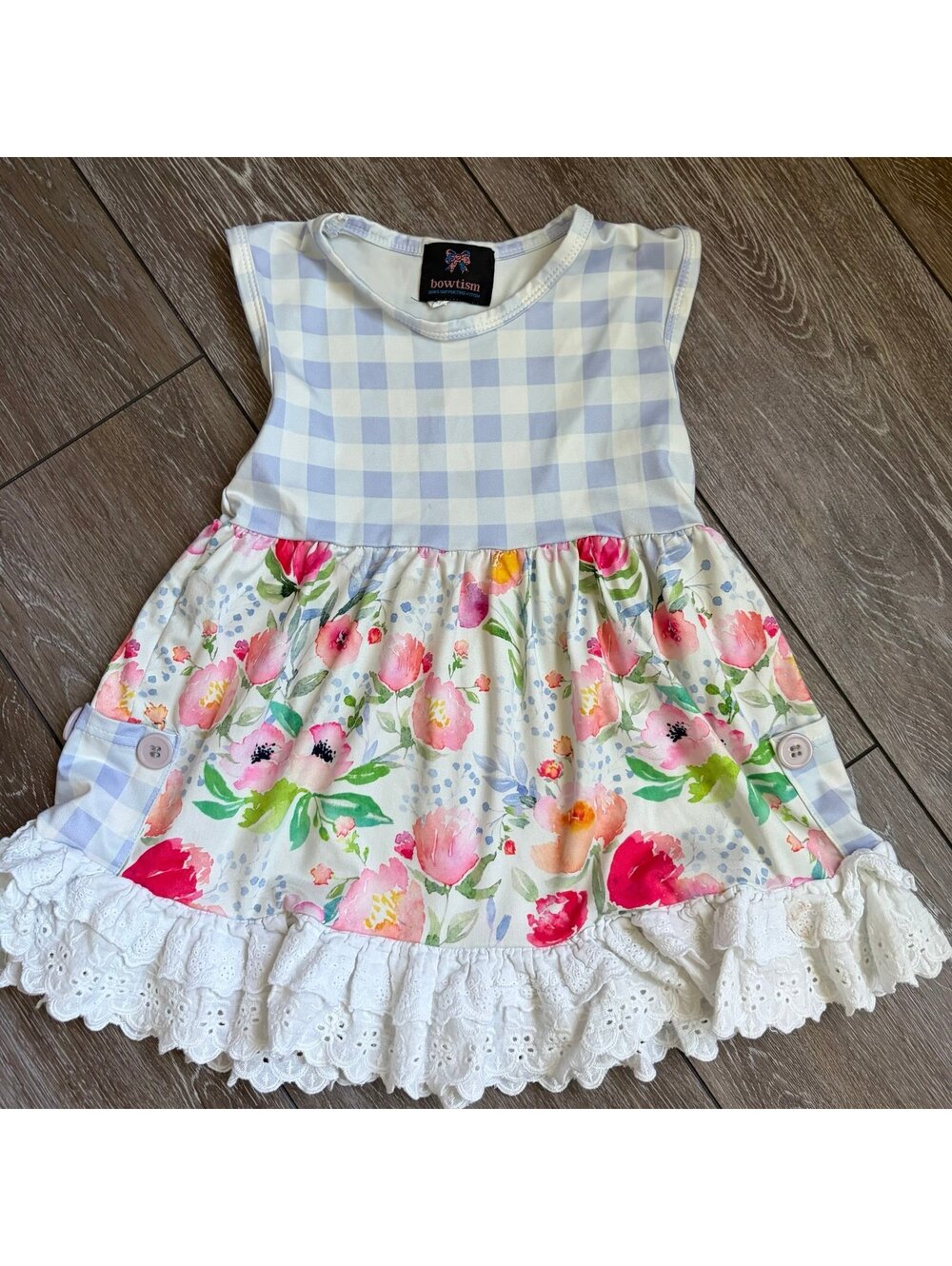 Bowtism size 3 floral with eyelet trim dress
